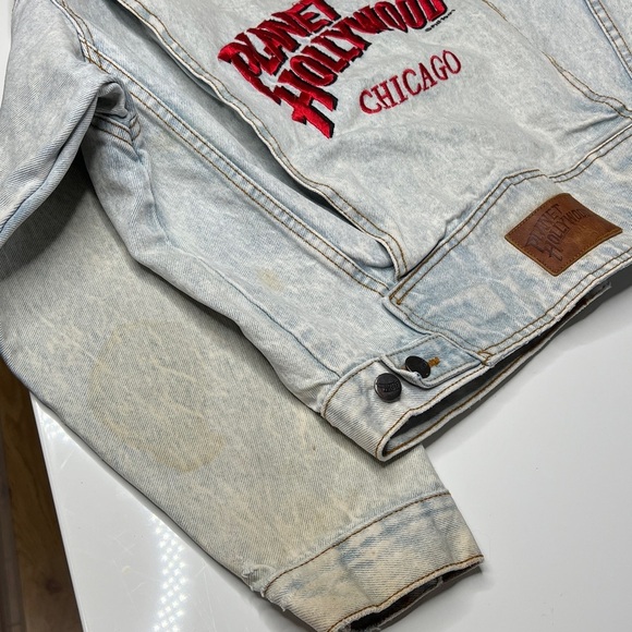 Planet Hollywood Chicago Sz S Vintage 1991 Acid Washed Loose Fit Denim Jacket - Picture 6 of 13